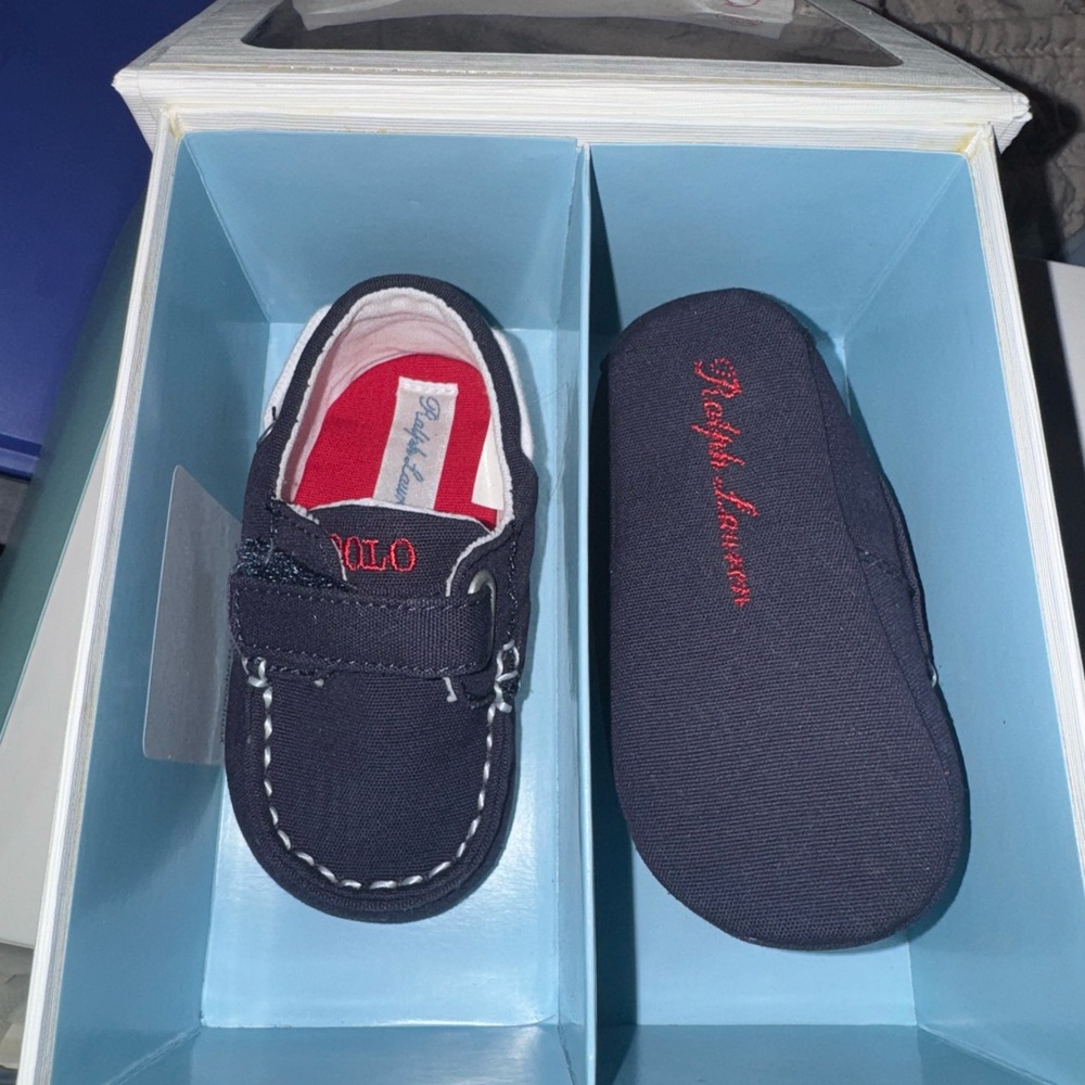 Ralph Lauren Kids Navy Moccasins